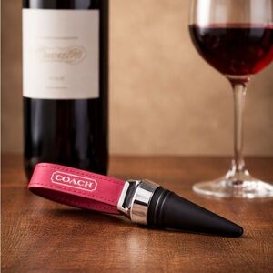Coach Red Saffiano Leather Bottle Stopper